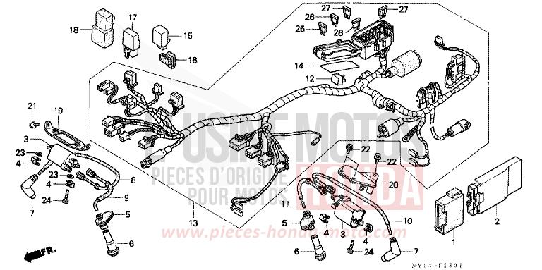 FAISCEAU DES FILS/ BOBINE D'ALLUMAGE (2) de Africa Twin 750 NOIR (NH1) 1997